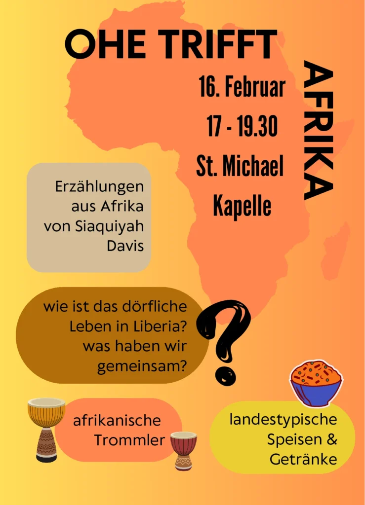 Flyer in orange und gelb zur Ankündigung der Veranstaltung.